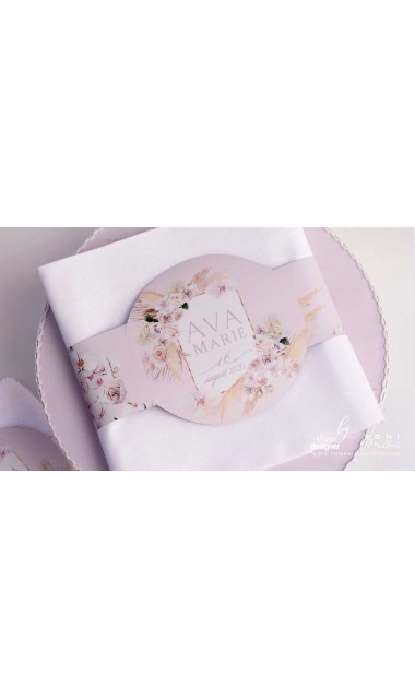 Trusou de botez cu pampass orhidee si frame gold elegant si modern 8